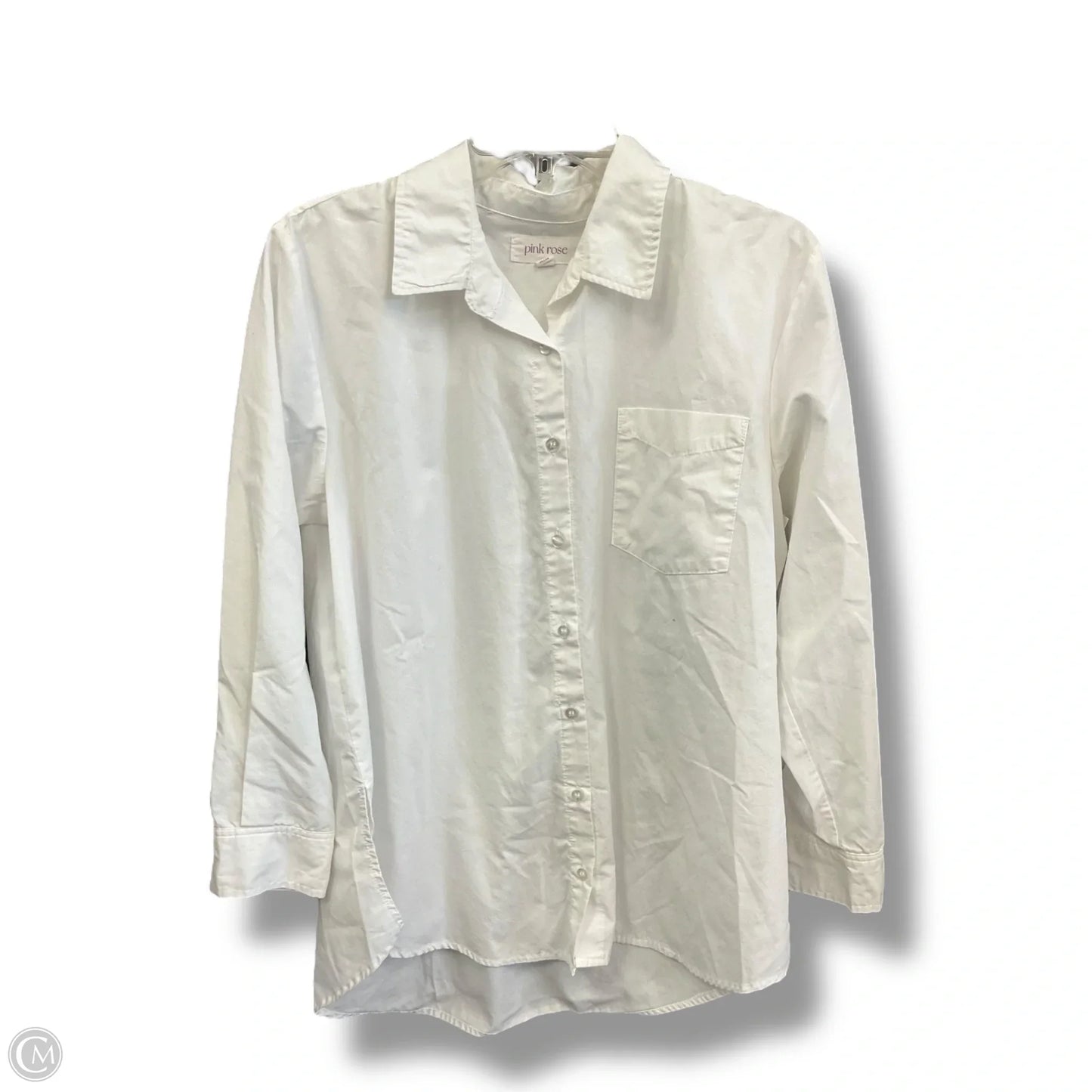 Blouse Long Sleeve By Pink Rose In White, Size: L