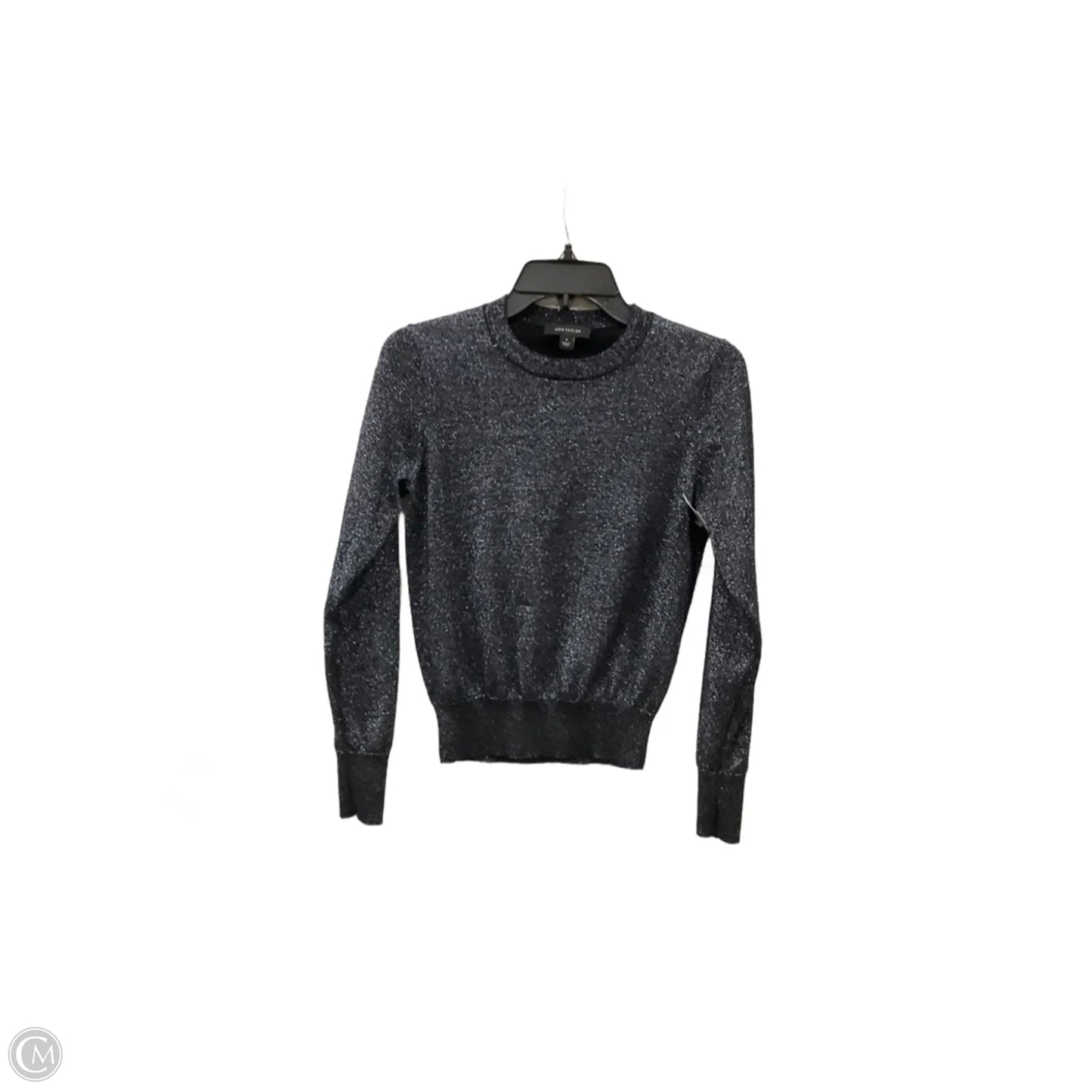 Top Long Sleeve By Ann Taylor In Black & Silver, Size: M