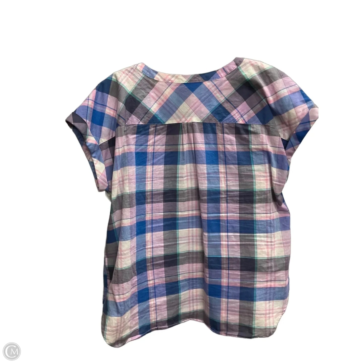 Top Short Sleeve By Talbots In Plaid Pattern, Size: Xl