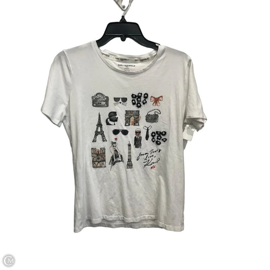 Top Short Sleeve Designer By Karl Lagerfeld In White, Size: Sp