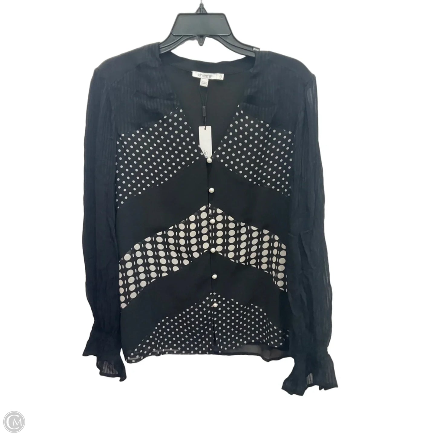 Blouse Long Sleeve By Chicos In Black, Size: L
