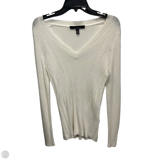 Top Long Sleeve By White House Black Market In Ivory, Size: M