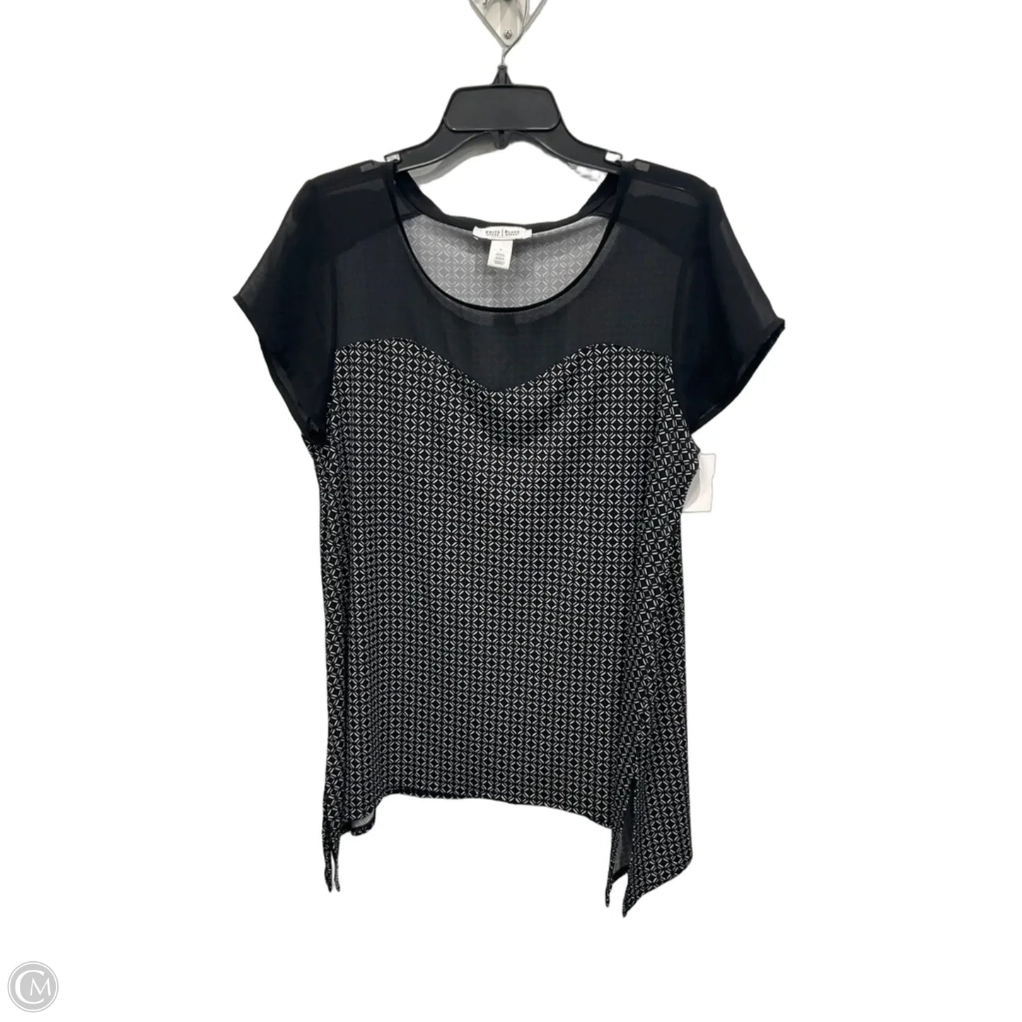 Top Short Sleeve By White House Black Market In Black & White, Size: L