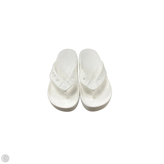 Sandals Flip Flops By Crocs In White, Size: 6