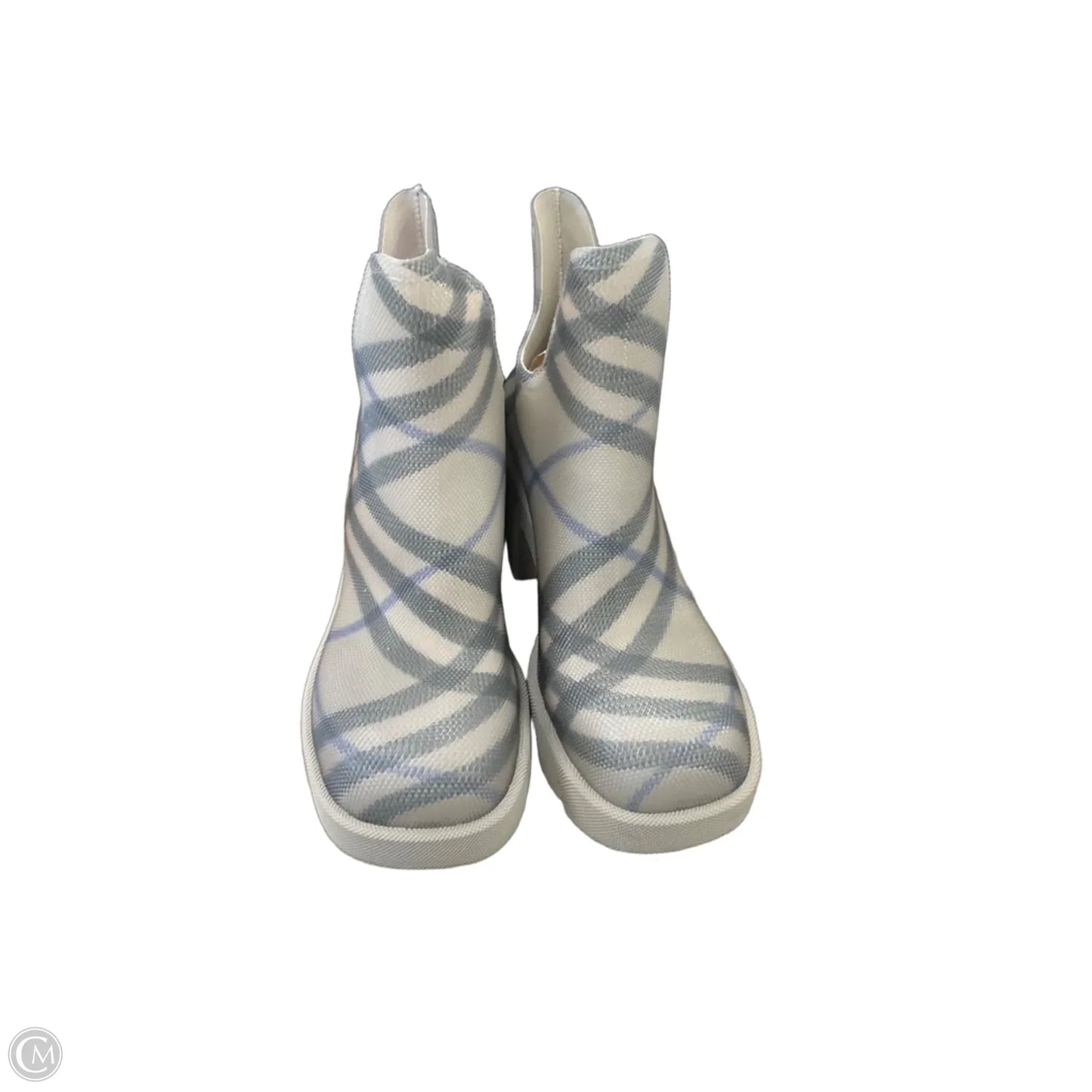 Boots Luxury Designer By Burberry In Checkered Pattern, Size: 9