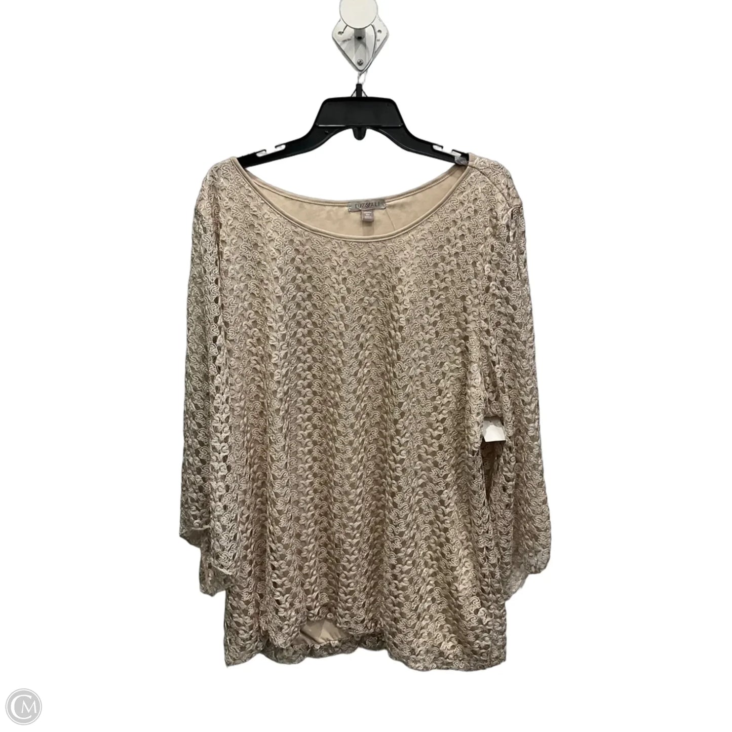 Top 3/4 Sleeve By Roz And Ali In Beige, Size: 3x