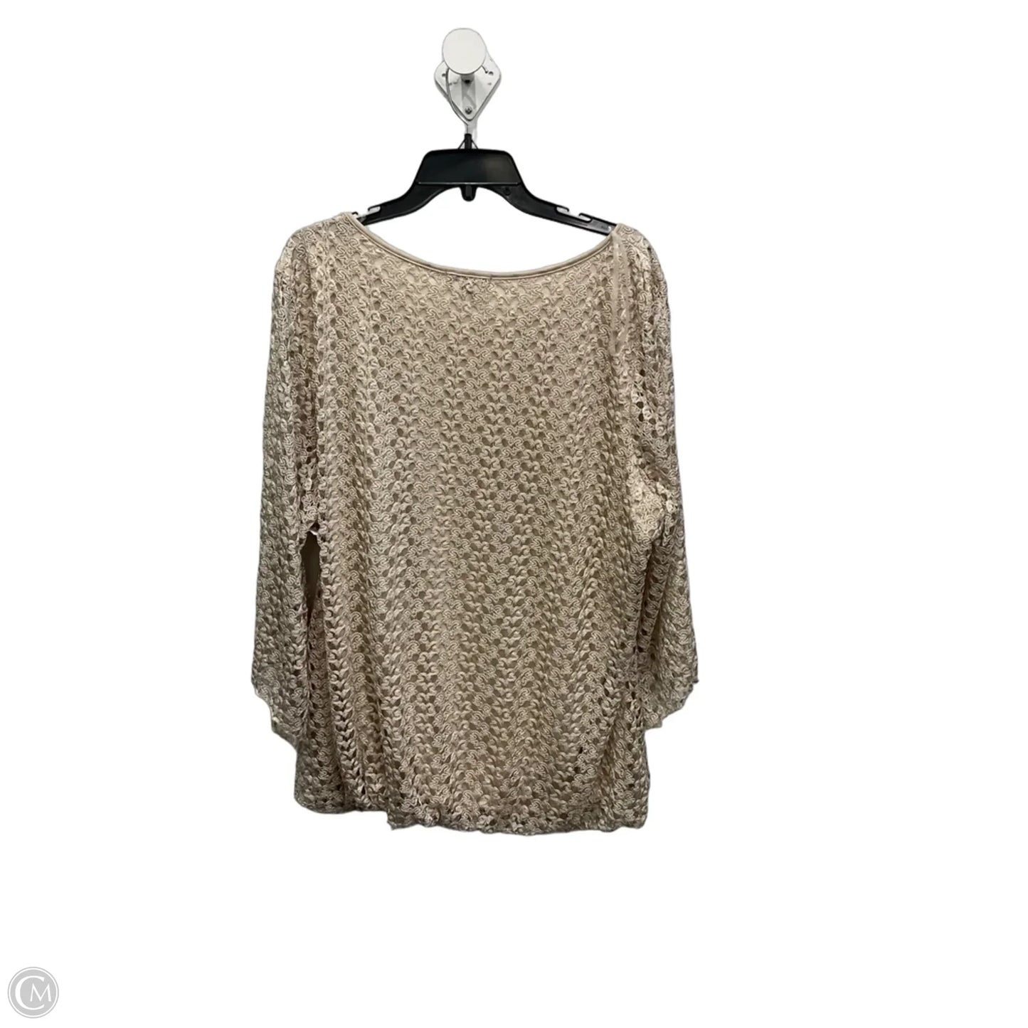 Top 3/4 Sleeve By Roz And Ali In Beige, Size: 3x