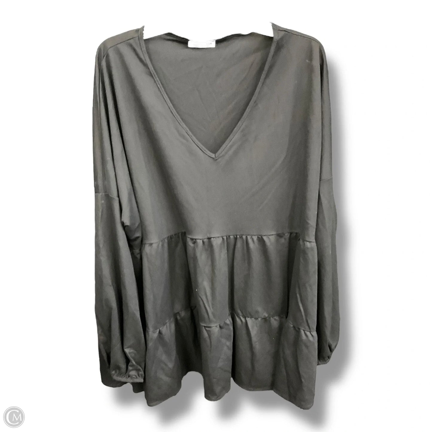 Top Long Sleeve Basic By Chicsoul In Black, Size: 3x