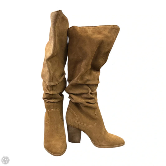 Boots Knee Heels By Nine West In Tan, Size: 8
