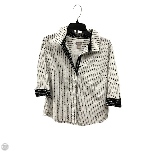 Blouse Long Sleeve By Chicos In Polkadot Pattern, Size: L