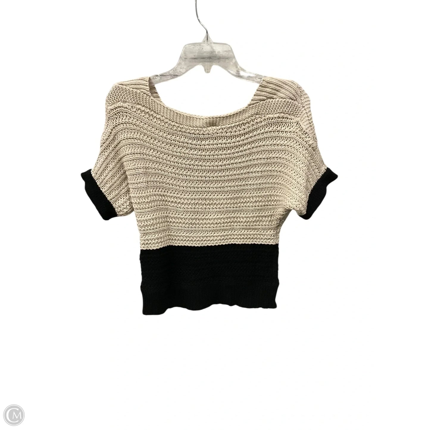 Top Short Sleeve By Loft In Black & Cream, Size: Xs