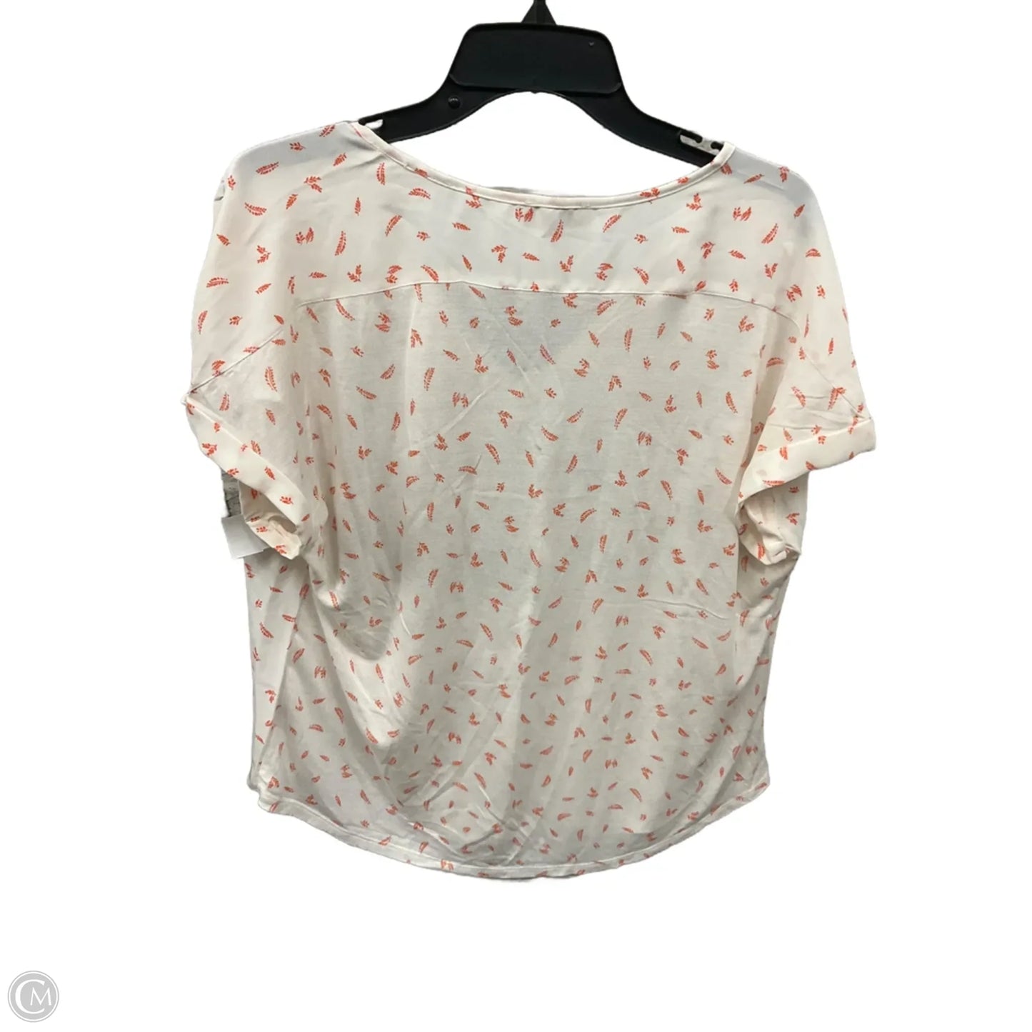Top Short Sleeve By Loft In Orange & White, Size: L