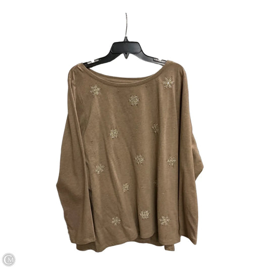 Top Long Sleeve By Talbots In Brown, Size: 1x