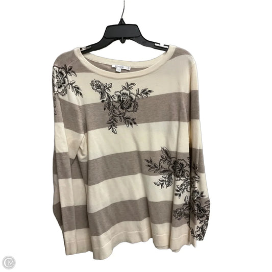 Top Long Sleeve By Chicos In Brown & Cream, Size: Xl