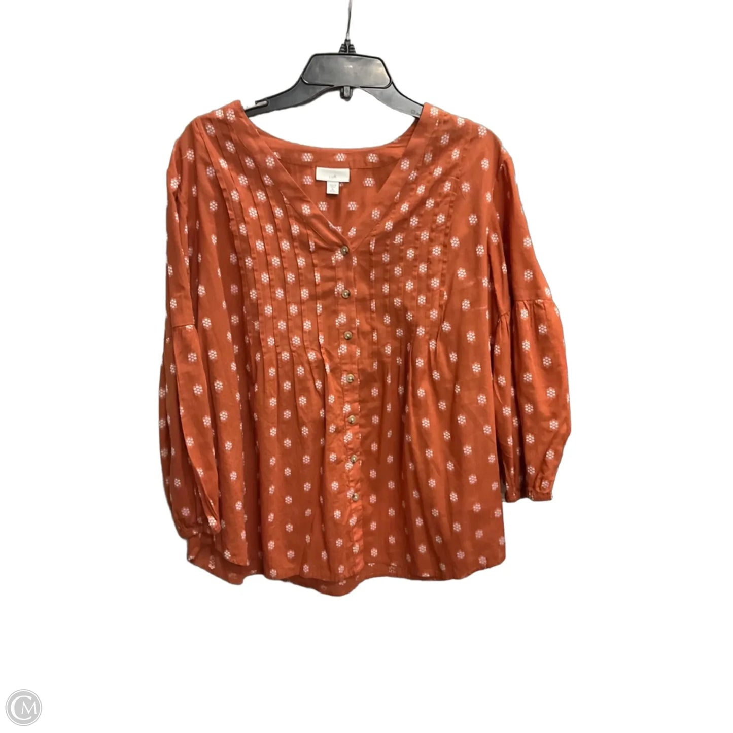 Blouse 3/4 Sleeve By J. Jill In Orange, Size: Xlp