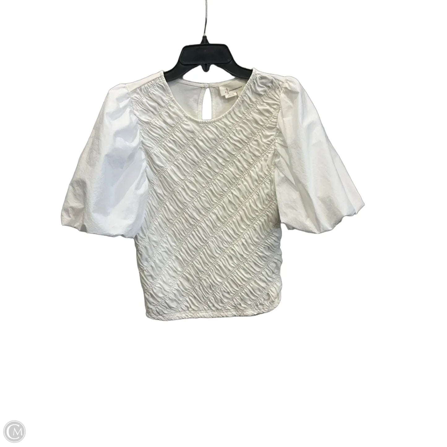 Top Short Sleeve By Anthropologie In White, Size: L