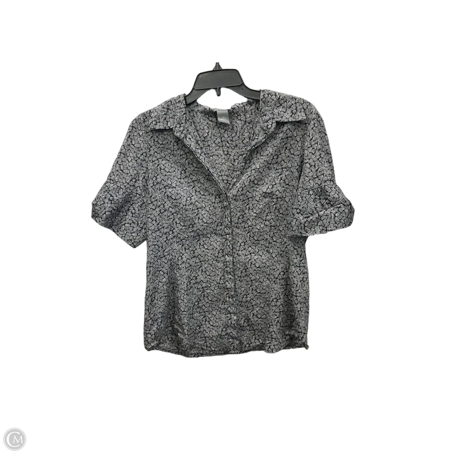 Blouse Short Sleeve By Ann Taylor In Black & White, Size: Xlp