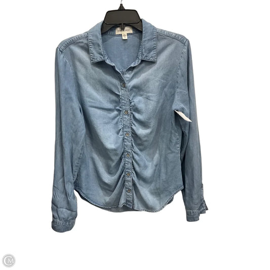 Blouse Long Sleeve By Cloth & Stone In Blue Denim, Size: M