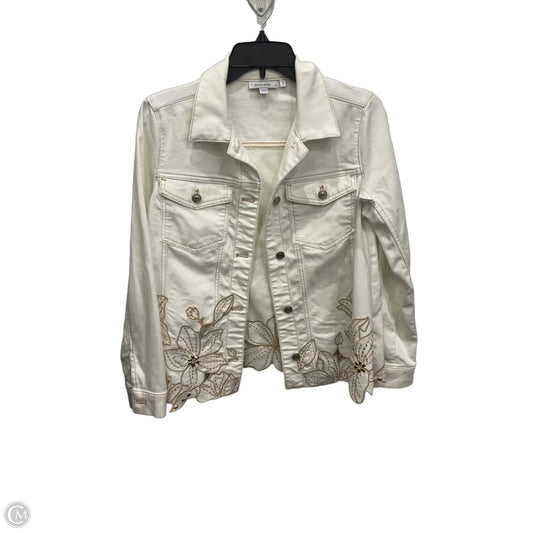 Jacket Denim By Chicos In White Denim, Size: S