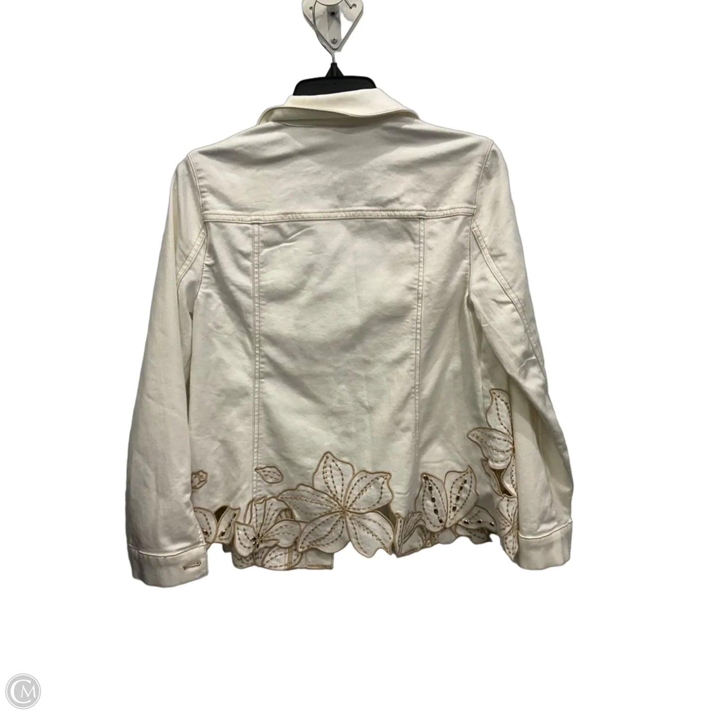 Jacket Denim By Chicos In White Denim, Size: S
