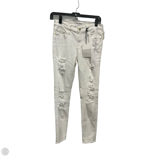 Jeans Skinny By Frame In White Denim, Size: 6