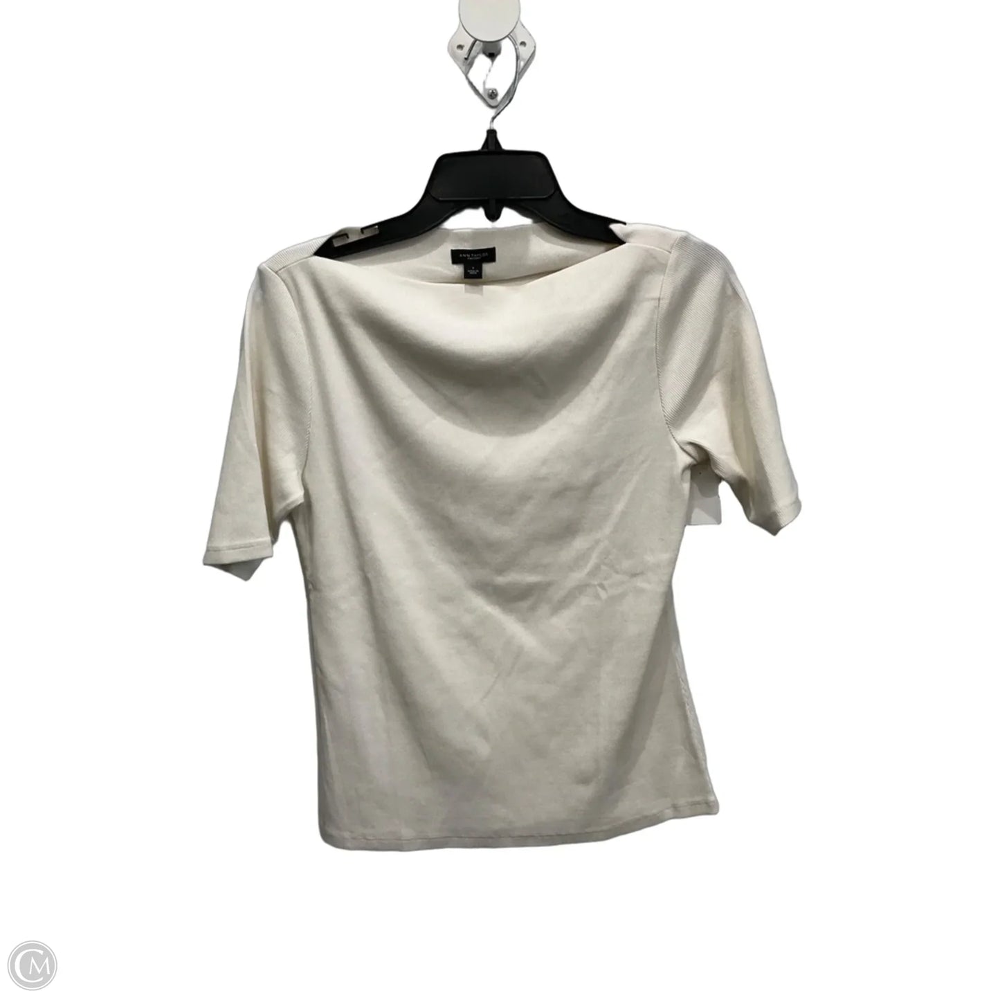 Top Short Sleeve By Ann Taylor In Cream, Size: S