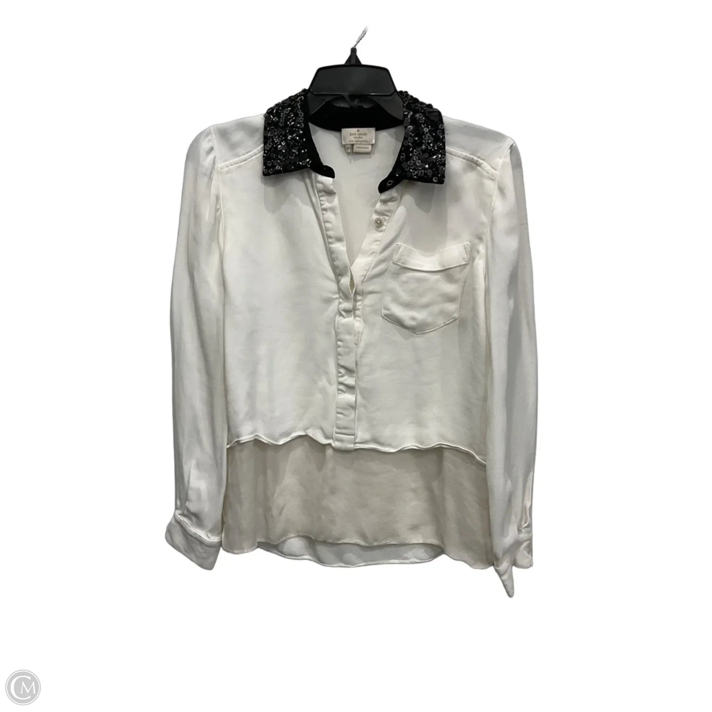 Blouse Designer By Kate Spade In Black & White, Size: S