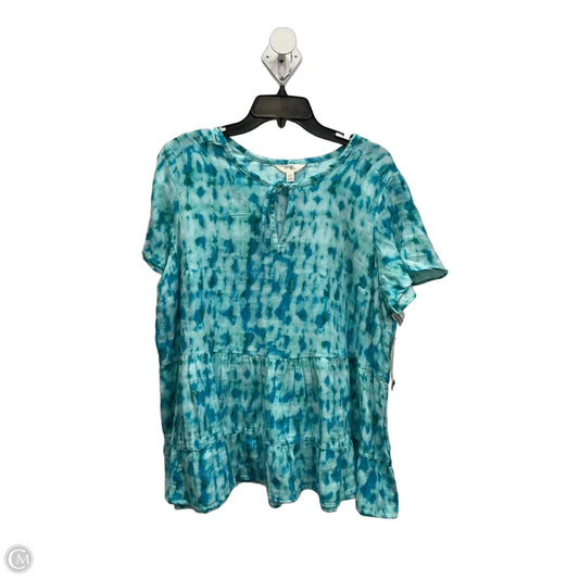 Top Short Sleeve By Terra & Sky In Blue, Size: 1x