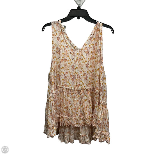 Top Sleeveless By Cato In Orange & White, Size: Xl