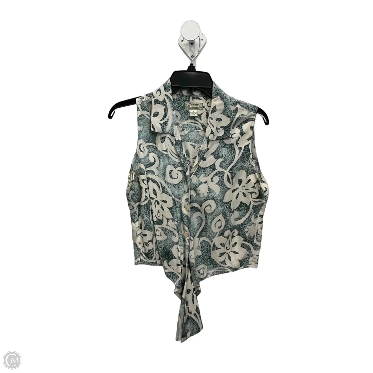 Blouse Sleeveless By Tommy Bahama In Green & White, Size: S