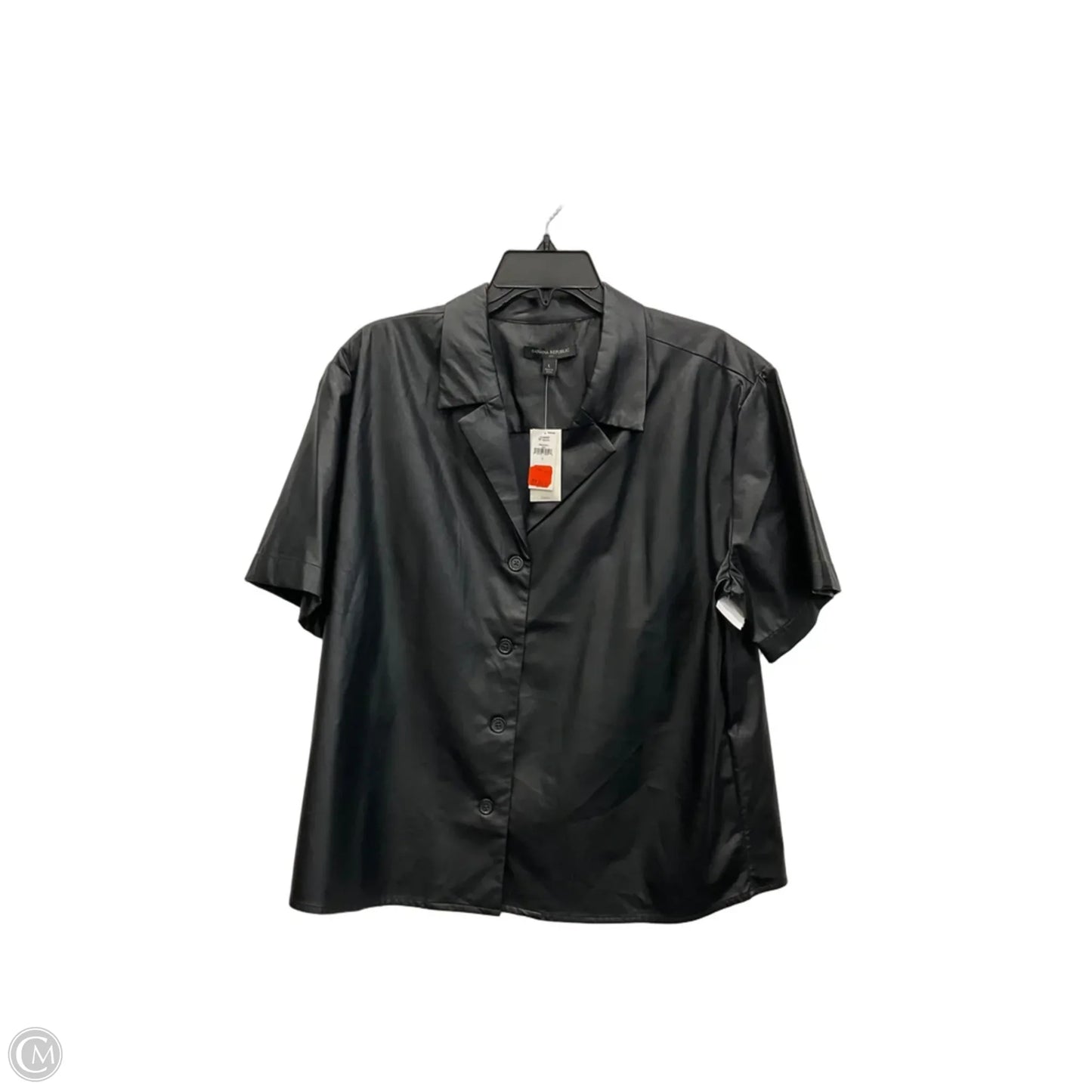 Blouse Short Sleeve By Banana Republic In Black, Size: L