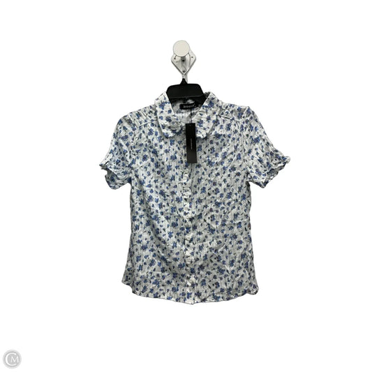 Blouse Short Sleeve By Allegra K In Blue & White, Size: Xs