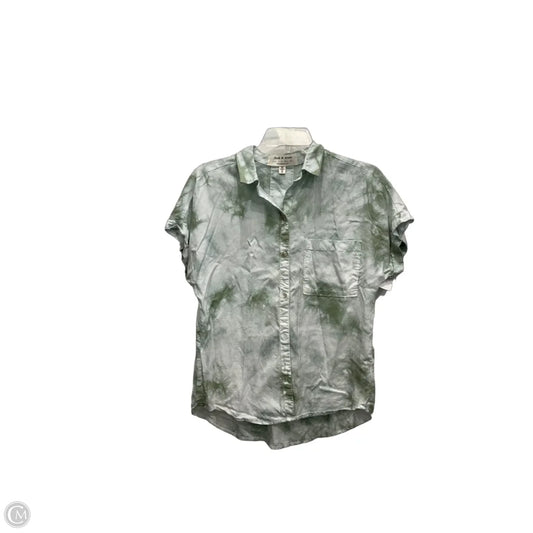 Blouse Short Sleeve By Cloth & Stone In Green & White, Size: Xs