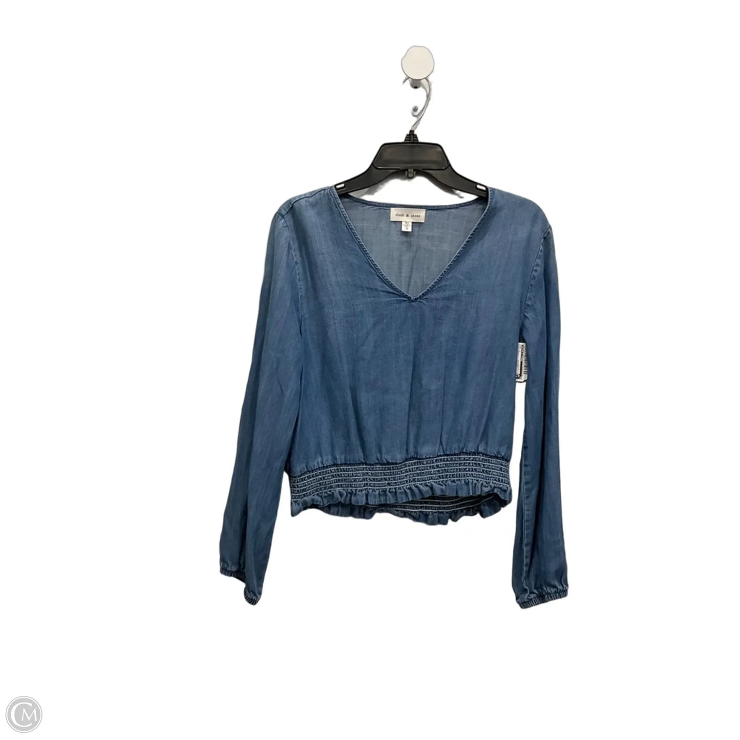 Top Long Sleeve By Cloth & Stone In Blue Denim, Size: M