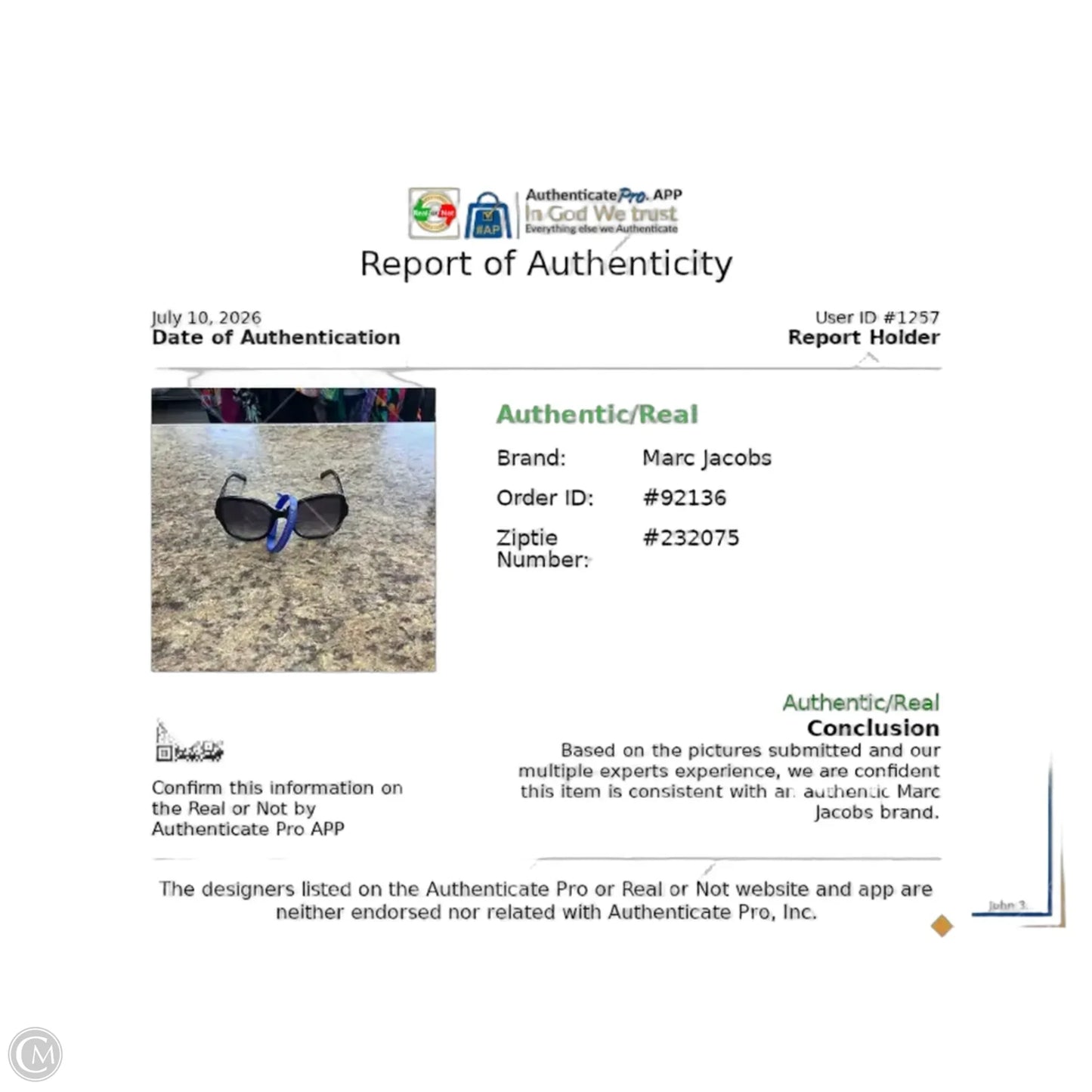 Sunglasses Designer By Marc By Marc Jacobs, Size: