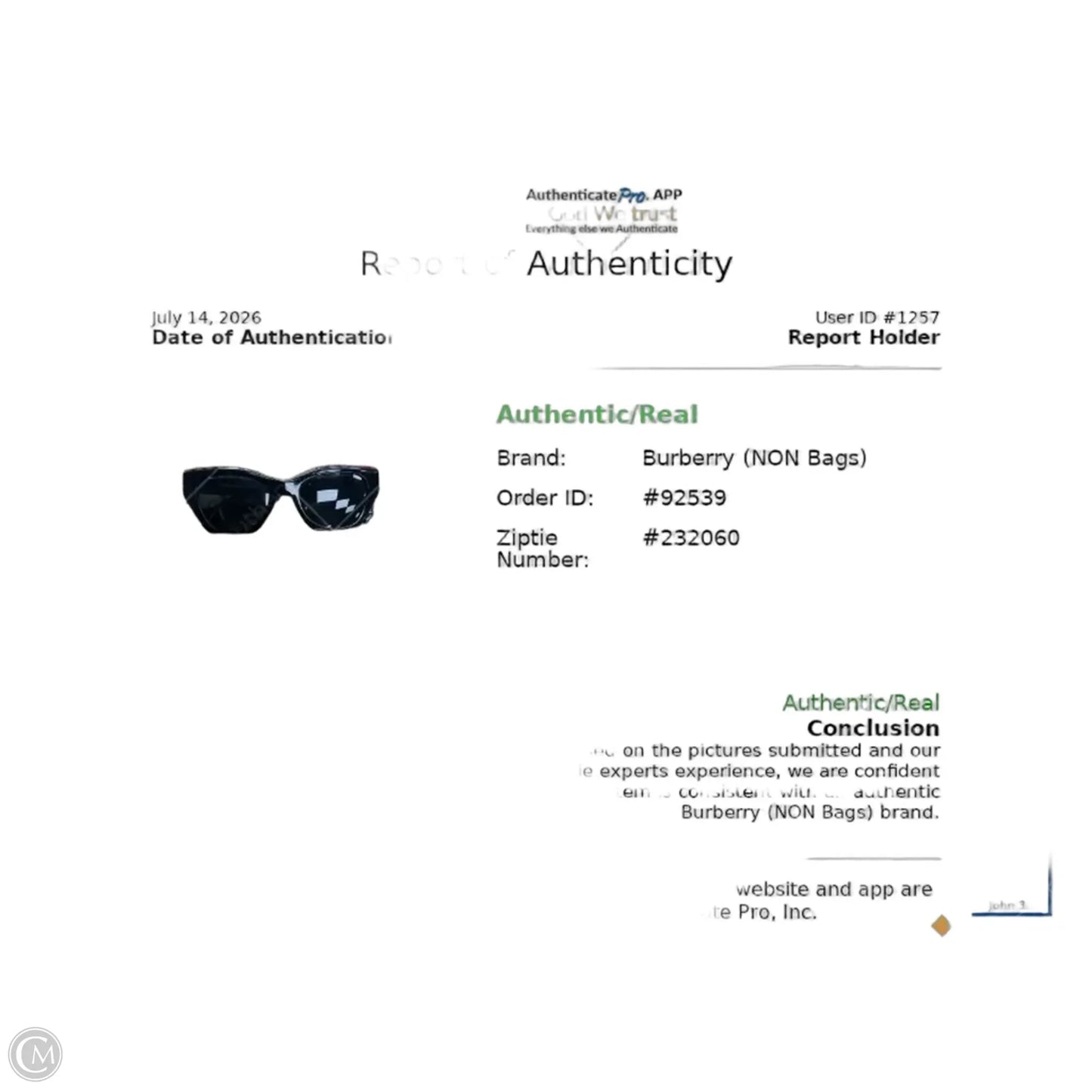 Sunglasses Luxury Designer By Burberry, Size: