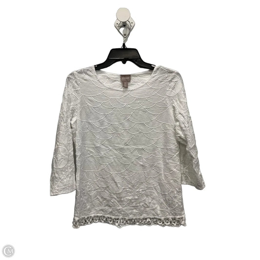 Top 3/4 Sleeve By Chicos In White, Size: S