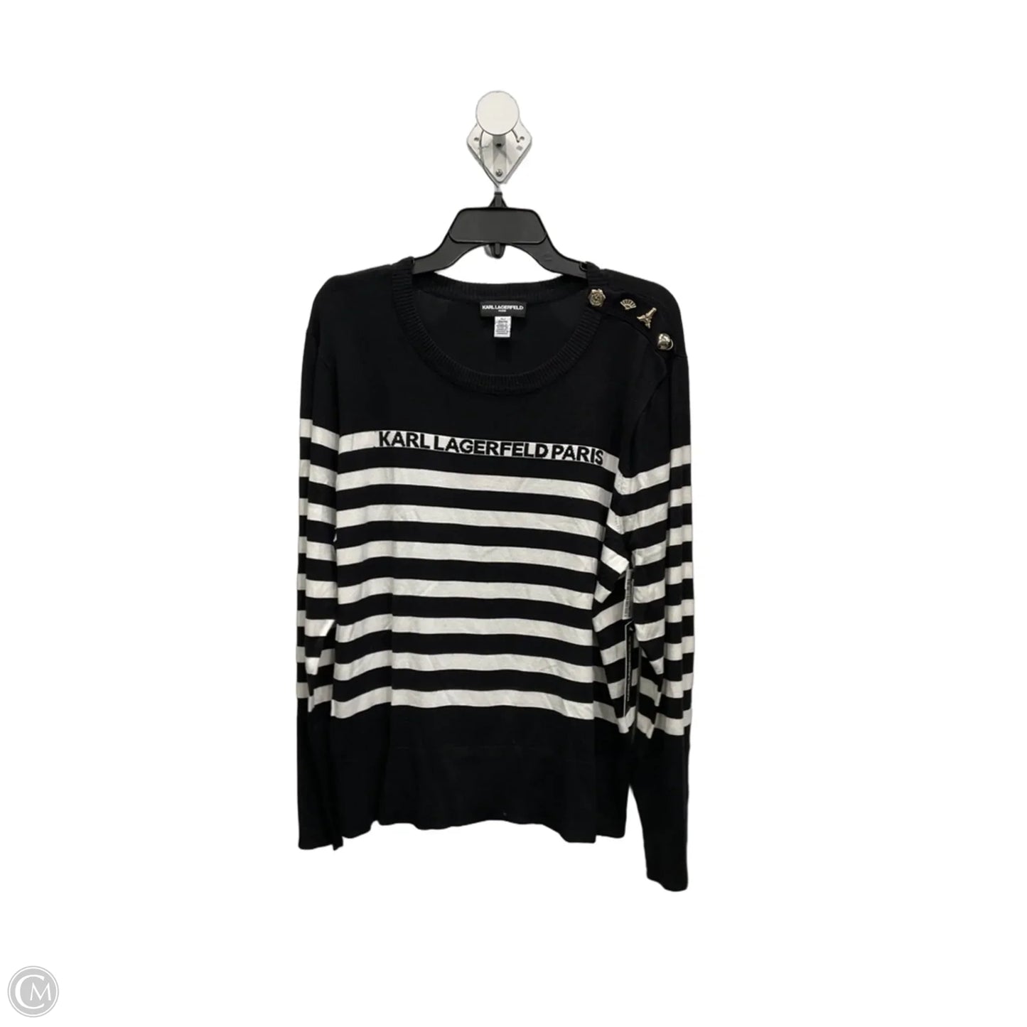 Sweater Designer By Karl Lagerfeld In Black & White, Size: Xl
