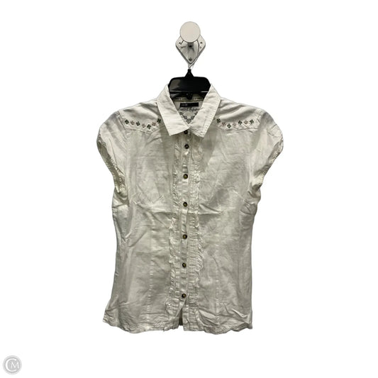 Blouse Short Sleeve By Cmb In White, Size: S