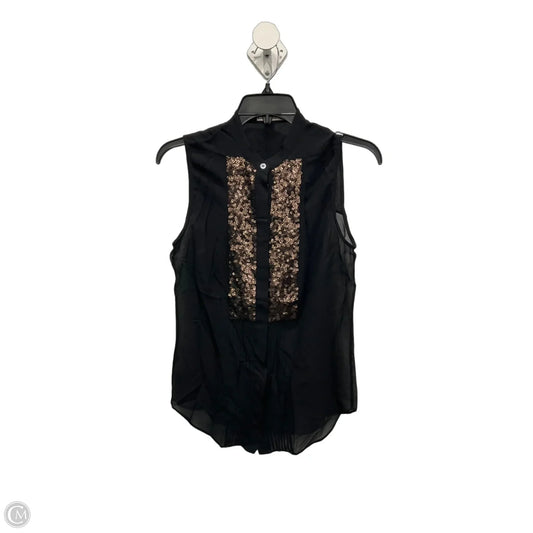 Blouse Sleeveless By Karen Millen In Black & Gold, Size: S