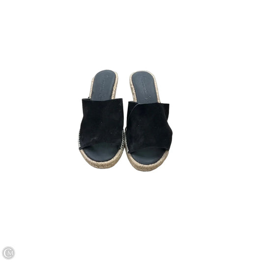 Sandals Heels Wedge By Clothes Mentor In Black, Size: 8.5