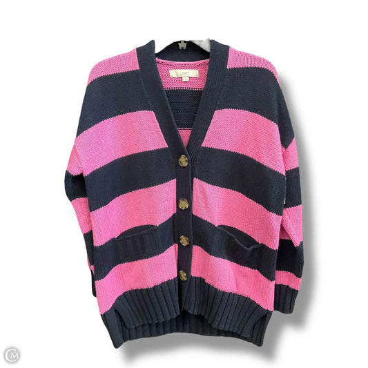 Sweater Cardigan By Loft In Blue & Pink, Size: M