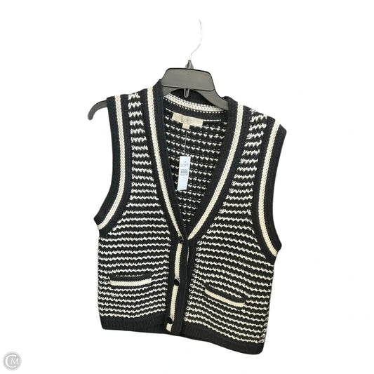 Vest Sweater By Loft In Black & White, Size: M