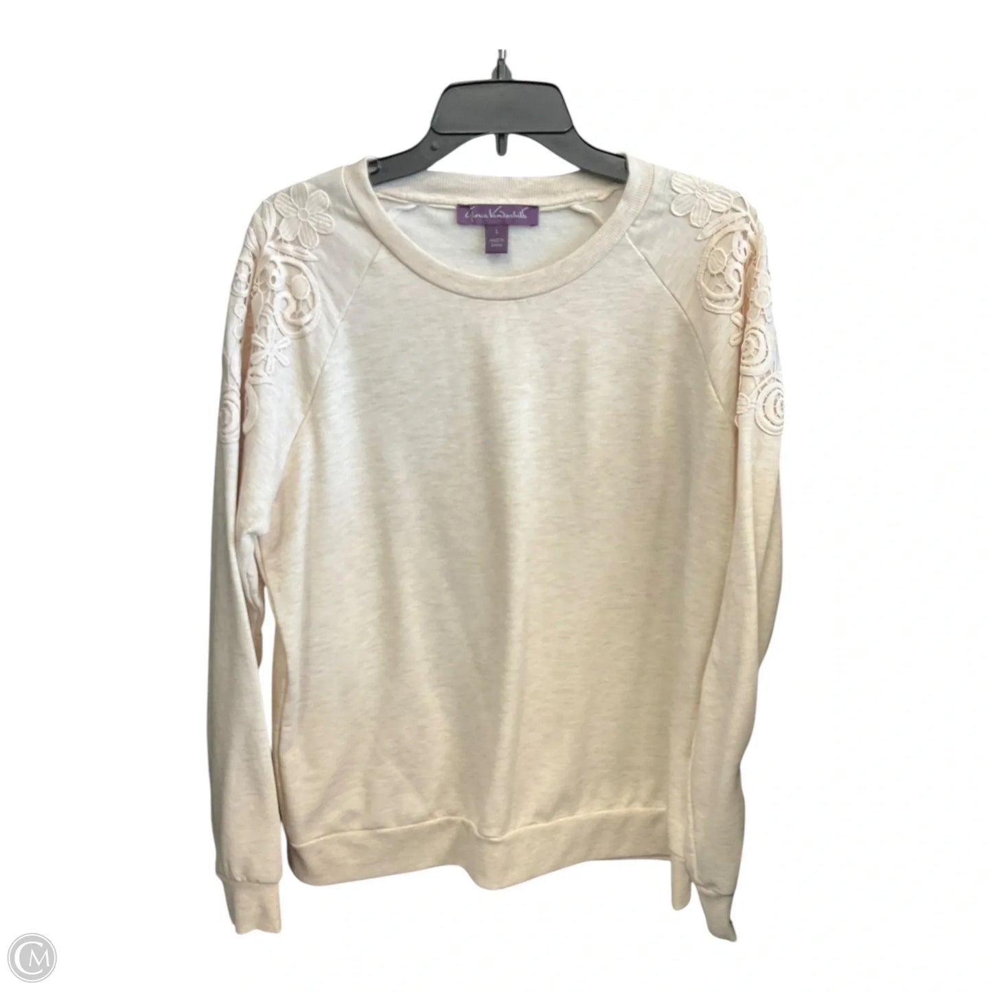 Sweatshirt Crewneck By Gloria Vanderbilt In Cream, Size: L
