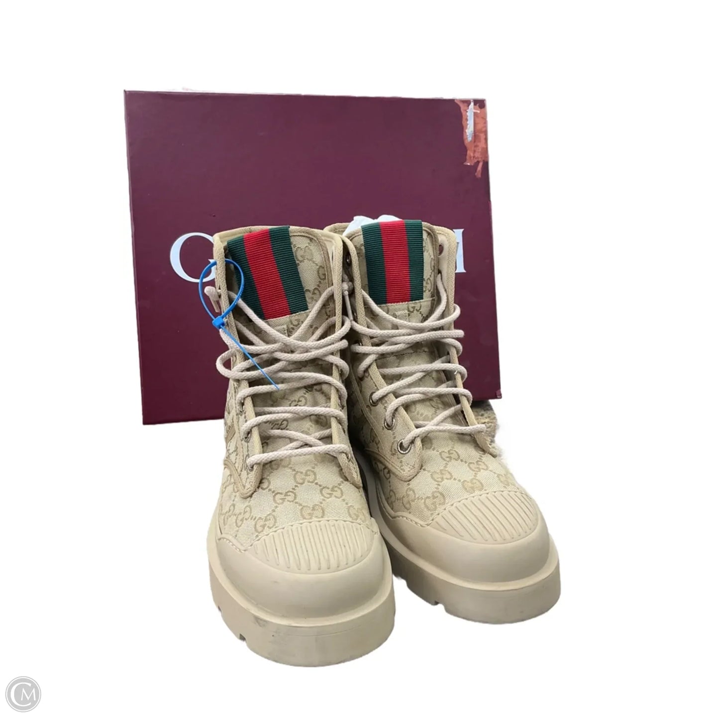 Boots Luxury Designer By Gucci In Tan, Size: 11