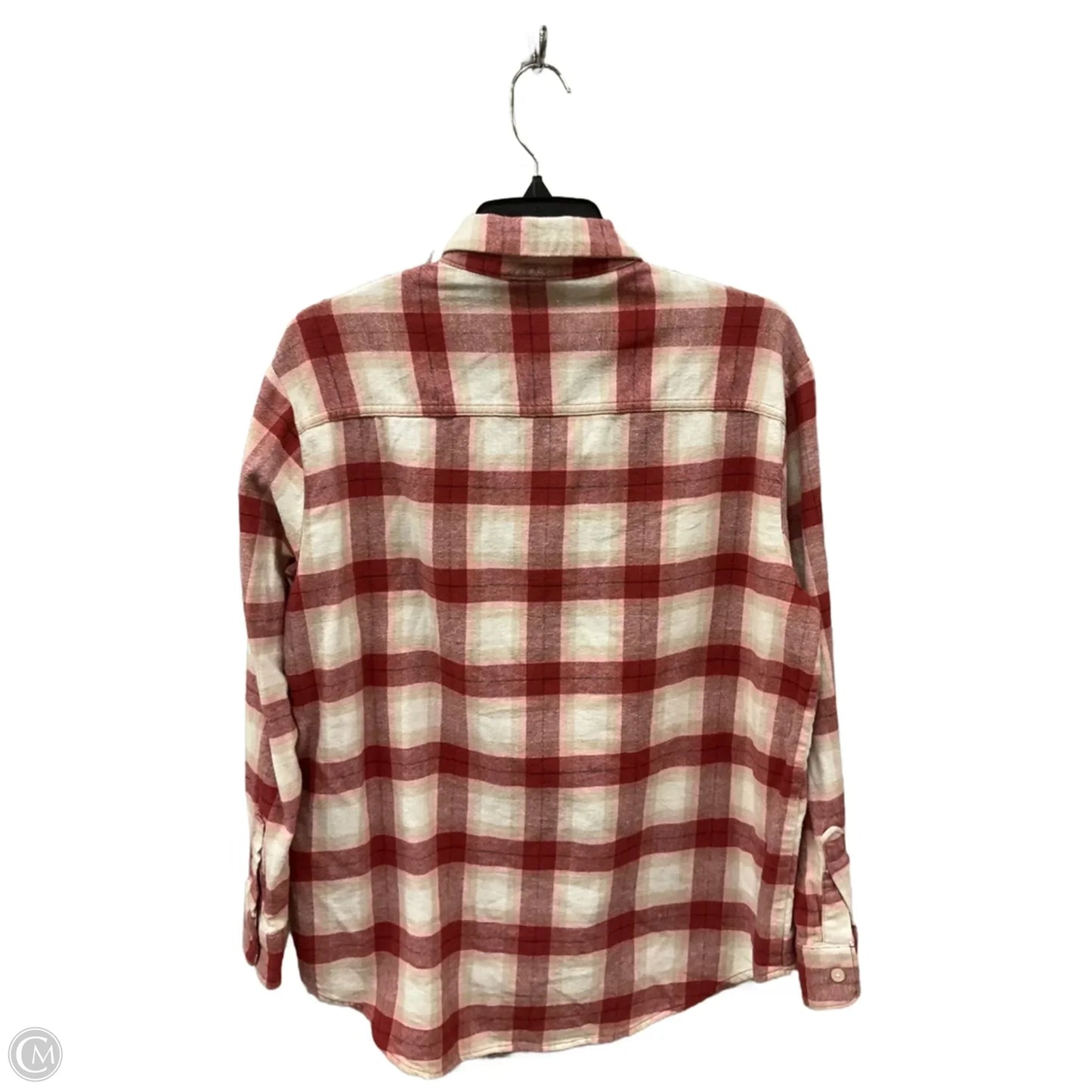Blouse Long Sleeve By Old Navy In Plaid Pattern, Size: M