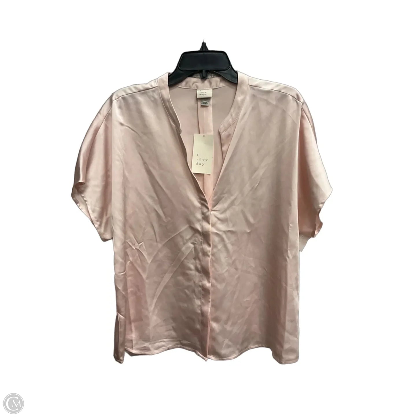 Blouse Short Sleeve By A New Day In Pink, Size: L