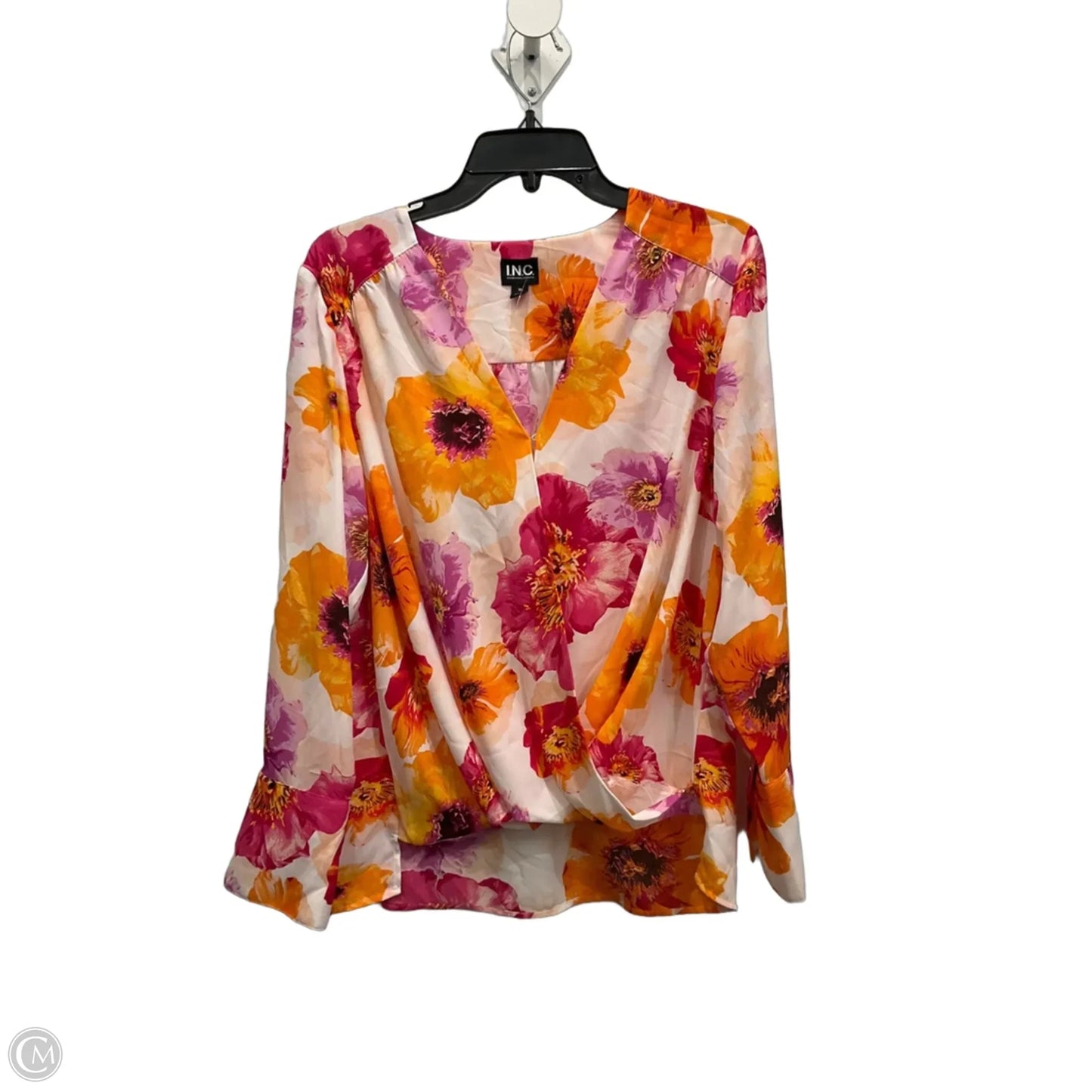 Blouse Long Sleeve By International Concepts In Floral Print, Size: M