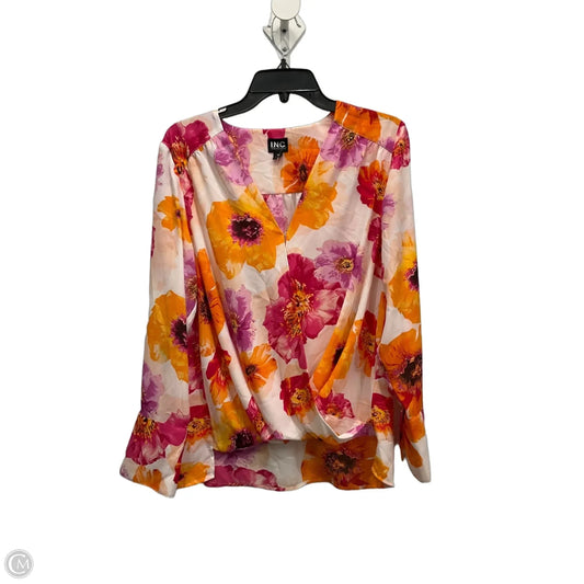 Blouse Long Sleeve By International Concepts In Floral Print, Size: M
