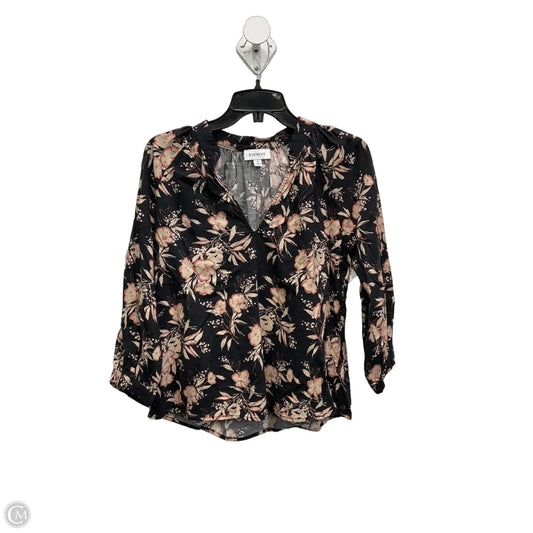 Top Long Sleeve By Evereve In Floral Print, Size: S